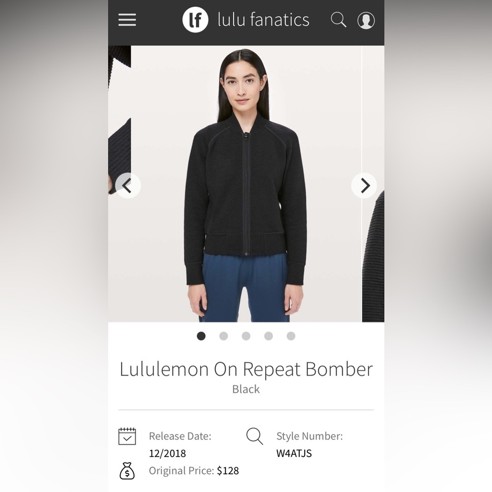 Lululemon Athletica Onyx Bomber Jacket